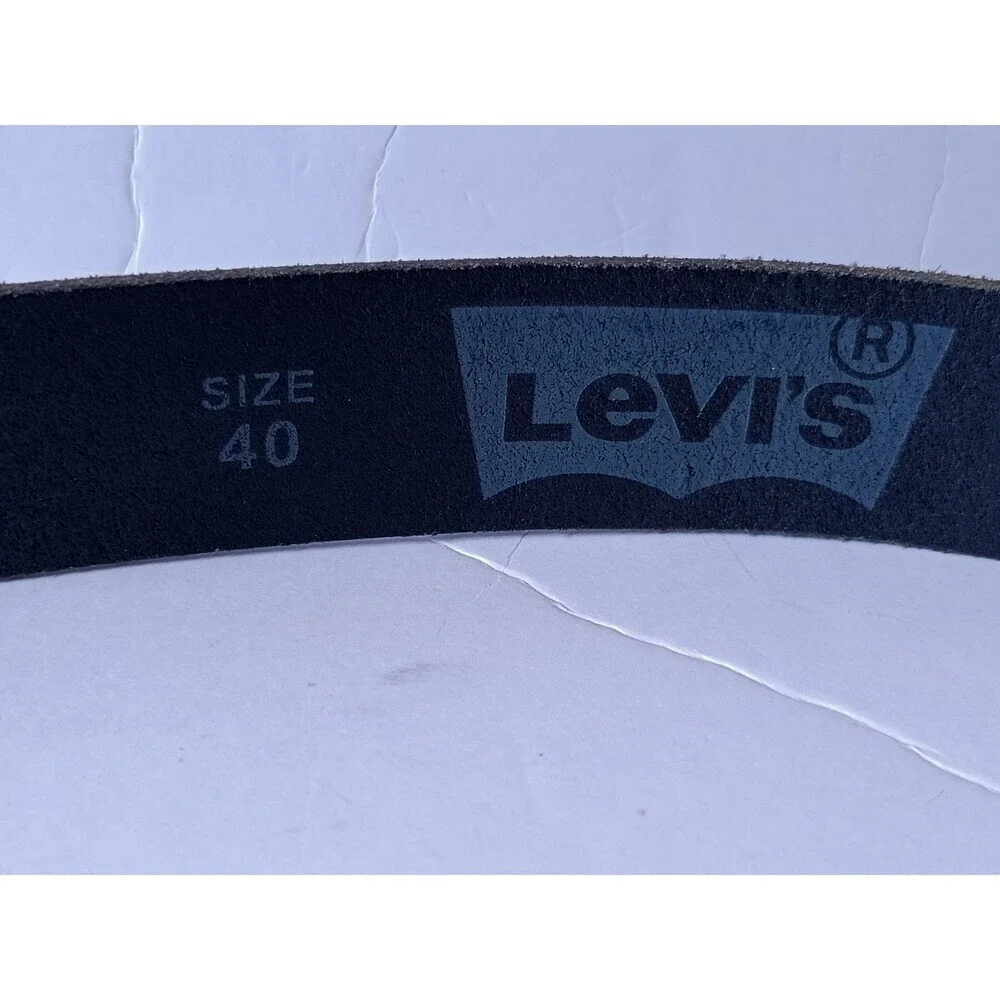 Levi's Genuine Leather Belt Men's 40 Black Nickel Buckle Adjustable